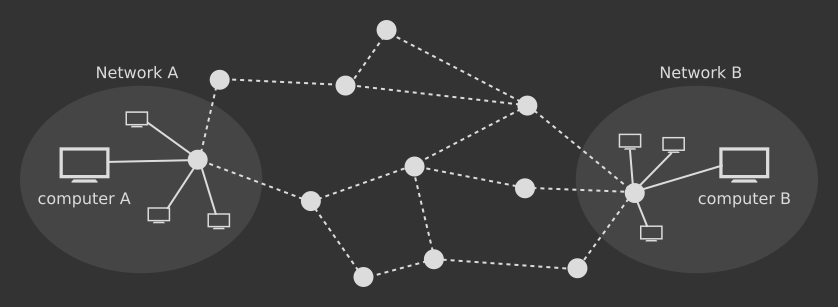 Two computers over two different networks